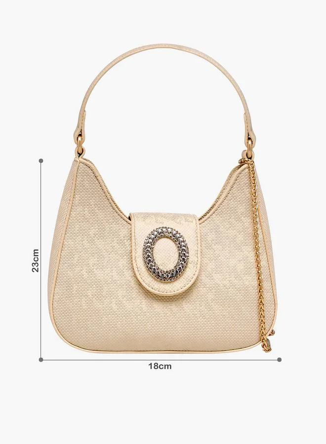 Flora Bella By Shoexpress Textured Shoulder Bag With Embellished Button Closure Ramadan Collections